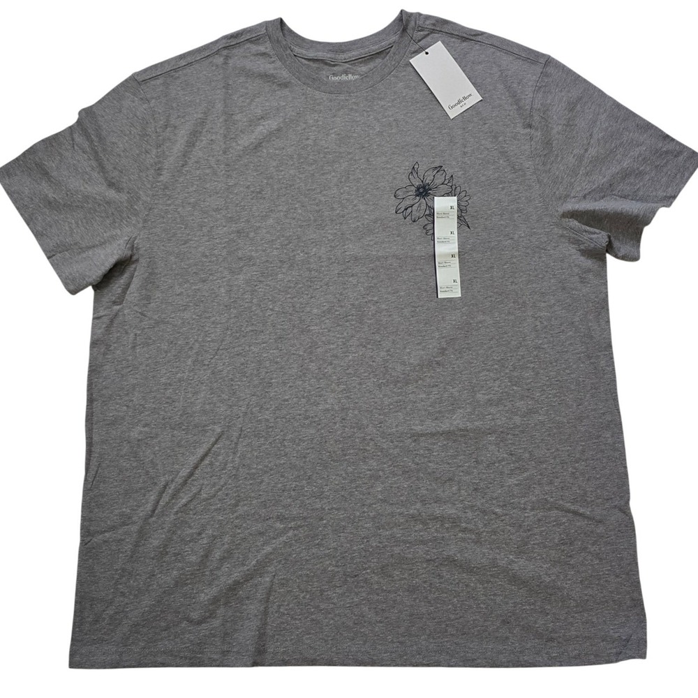 Goodfellow & Co Mens XL Heathered Gray Floral Graphic T-Shirt NWT